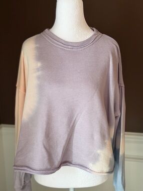 Free People FP Movement Lilac Tie-Dye Crewneck Pullover Size Small NWOT